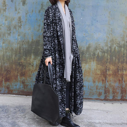 Buykud Casual Long Sleeve Irregular Jacquard Loose Jacket