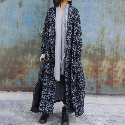 Buykud Casual Long Sleeve Irregular Jacquard Loose Jacket