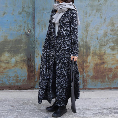 Buykud Casual Long Sleeve Irregular Jacquard Loose Jacket