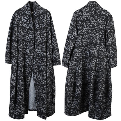 Buykud Casual Long Sleeve Irregular Jacquard Loose Jacket