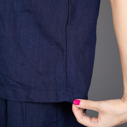 Casual Loose Dark Blue Two Piece Suit