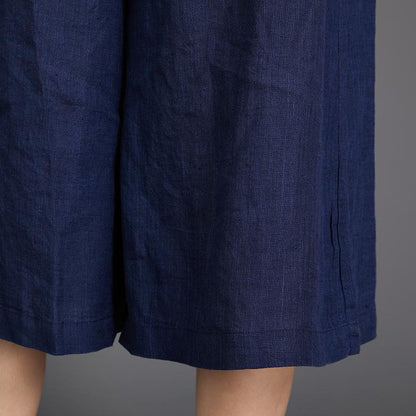 Casual Loose Dark Blue Two Piece Suit