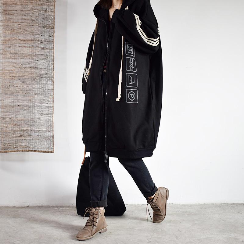 Casual Loose Printed Stripe Hooded Sweatshirt