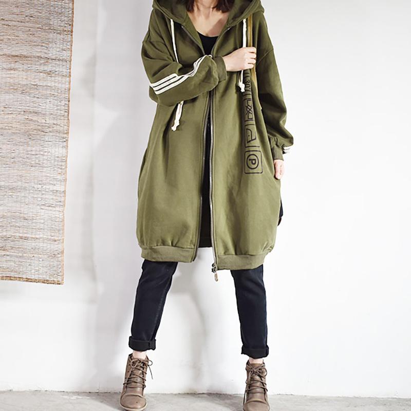 Casual Loose Printed Stripe Hooded Sweatshirt