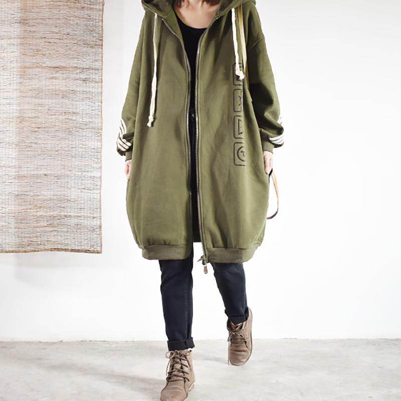 Casual Loose Printed Stripe Hooded Sweatshirt