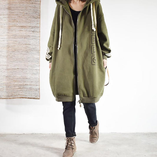 Casual Loose Printed Stripe Hooded Sweatshirt