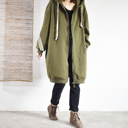 Casual Loose Printed Stripe Hooded Sweatshirt