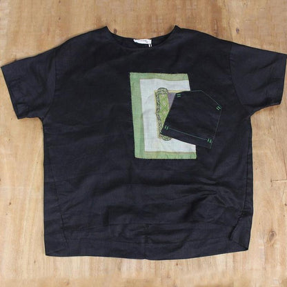 Casual Personality Printed Embroidery Patchwork T-Shirt