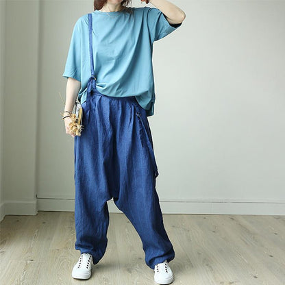 Casual Personality Vertical Stripe Loose Jumpsuit