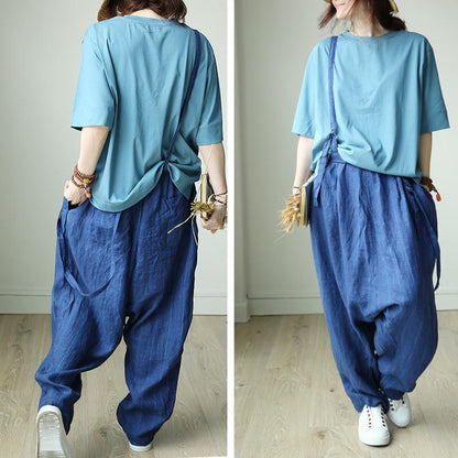 Casual Personality Vertical Stripe Loose Jumpsuit