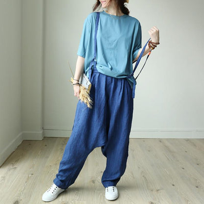 Casual Personality Vertical Stripe Loose Jumpsuit