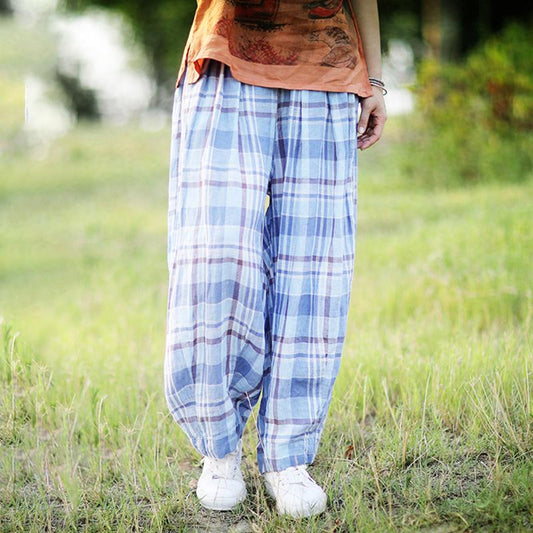 Casual Plaid Loose Thin Harem Pants