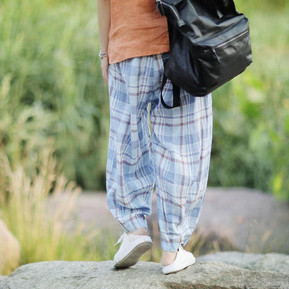 Casual Plaid Loose Thin Harem Pants