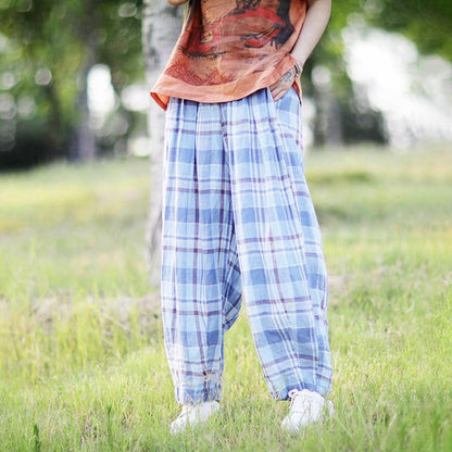 Casual Plaid Loose Thin Harem Pants