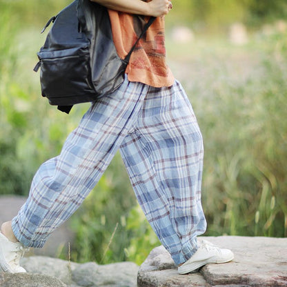 Casual Plaid Loose Thin Harem Pants