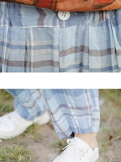 Casual Plaid Loose Thin Harem Pants