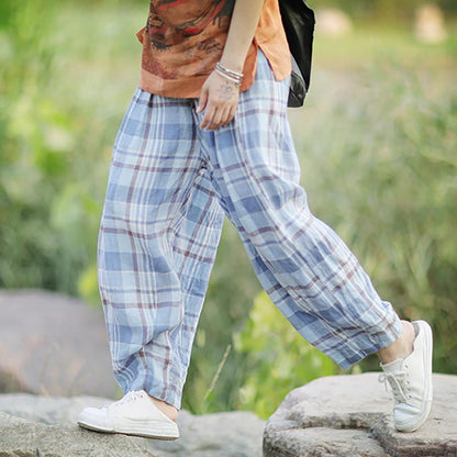 Casual Plaid Loose Thin Harem Pants