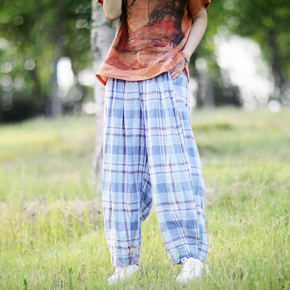 Casual Plaid Loose Thin Harem Pants