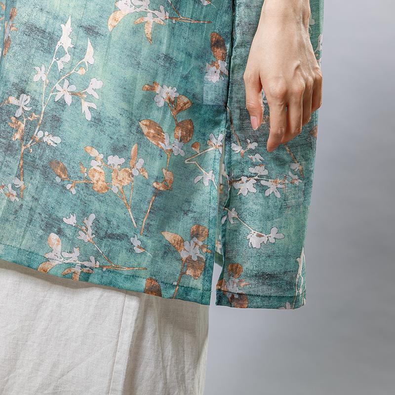 Casual Plant Printed Split Loose Mini Dress