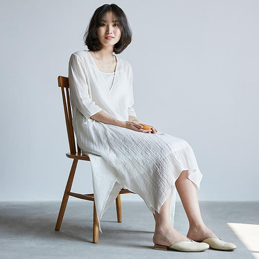 Casual Plus Size Pleated V-Neck Asymmetrical A-Line Dress