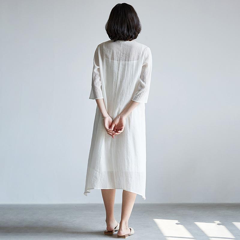 Casual Plus Size Pleated V-Neck Asymmetrical A-Line Dress