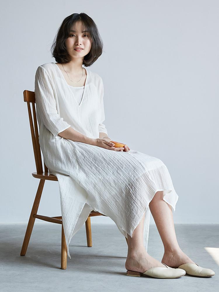 Casual Plus Size Pleated V-Neck Asymmetrical A-Line Dress