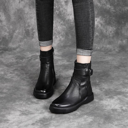 Casual Plush Lining Leather Boots