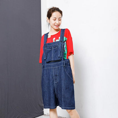 Casual Pockets Button Cotton Women Overalls