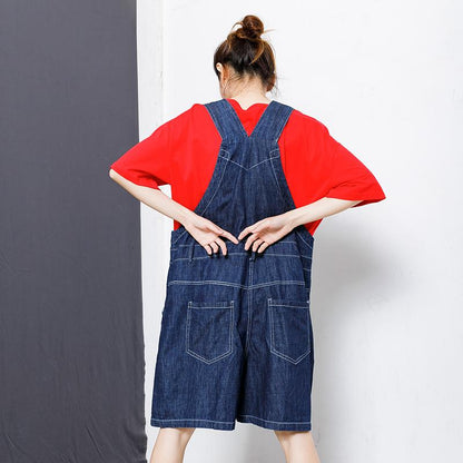 Casual Pockets Button Cotton Women Overalls