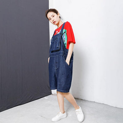 Casual Pockets Button Cotton Women Overalls
