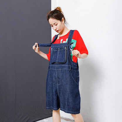 Casual Pockets Button Cotton Women Overalls