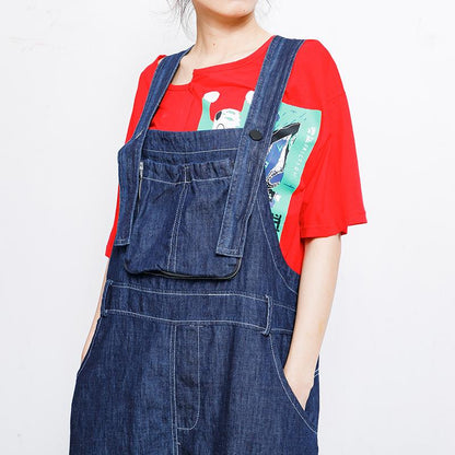 Casual Pockets Button Cotton Women Overalls