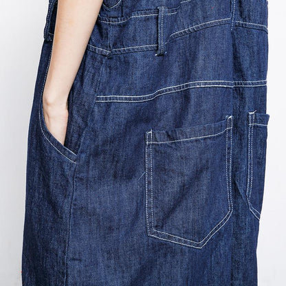 Casual Pockets Button Cotton Women Overalls