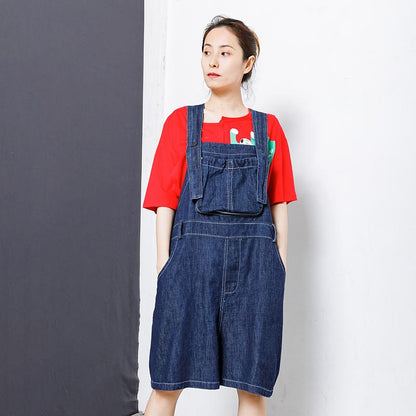 Casual Pockets Button Cotton Women Overalls
