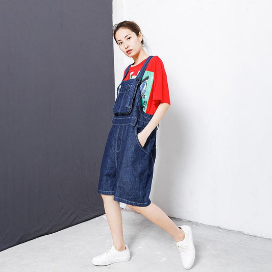Casual Pockets Button Cotton Women Overalls
