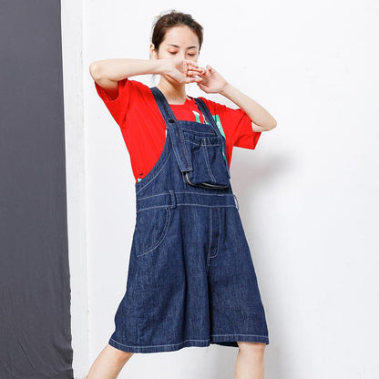 Casual Pockets Button Cotton Women Overalls