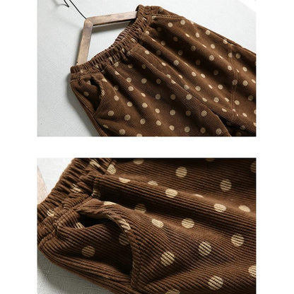 Casual Polka Dot Plus Velvet Harem Pants