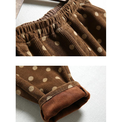 Casual Polka Dot Plus Velvet Harem Pants