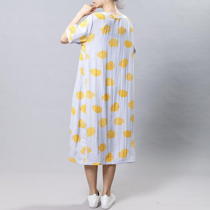 Casual Print Round Neck Short Sleeve Dress