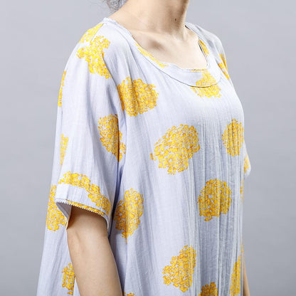 Casual Print Round Neck Short Sleeve Dress