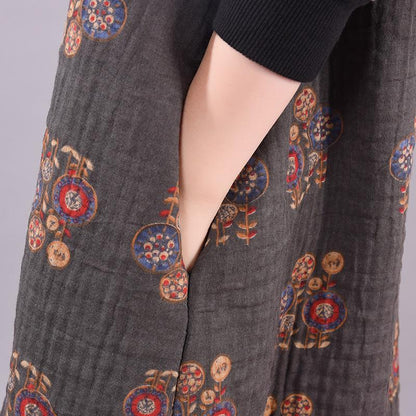 Casual Printed Lace Hem Thick Comfortable Dress