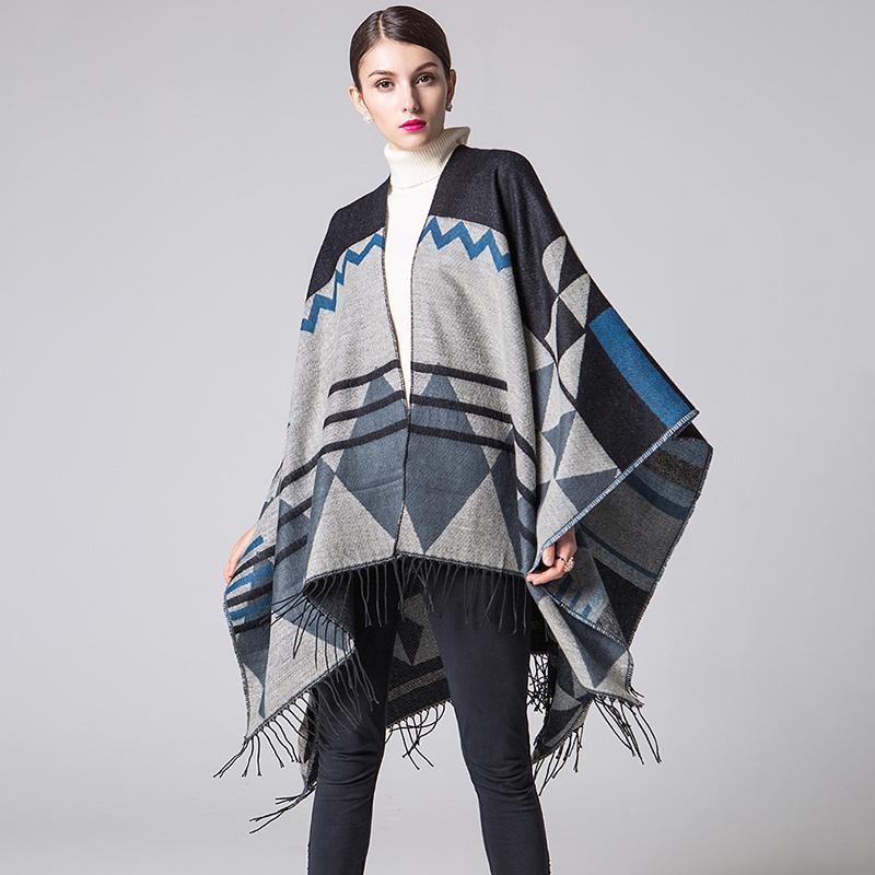 Casual Printed Tassel Thick Warm Shawl