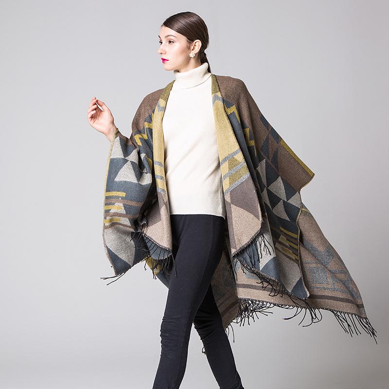 Casual Printed Tassel Thick Warm Shawl