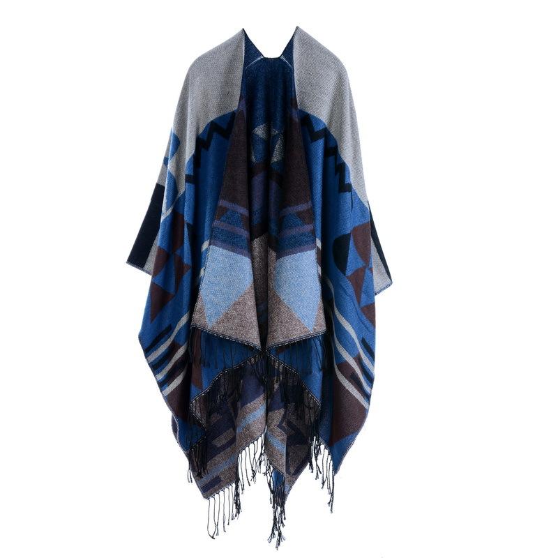 Casual Printed Tassel Thick Warm Shawl