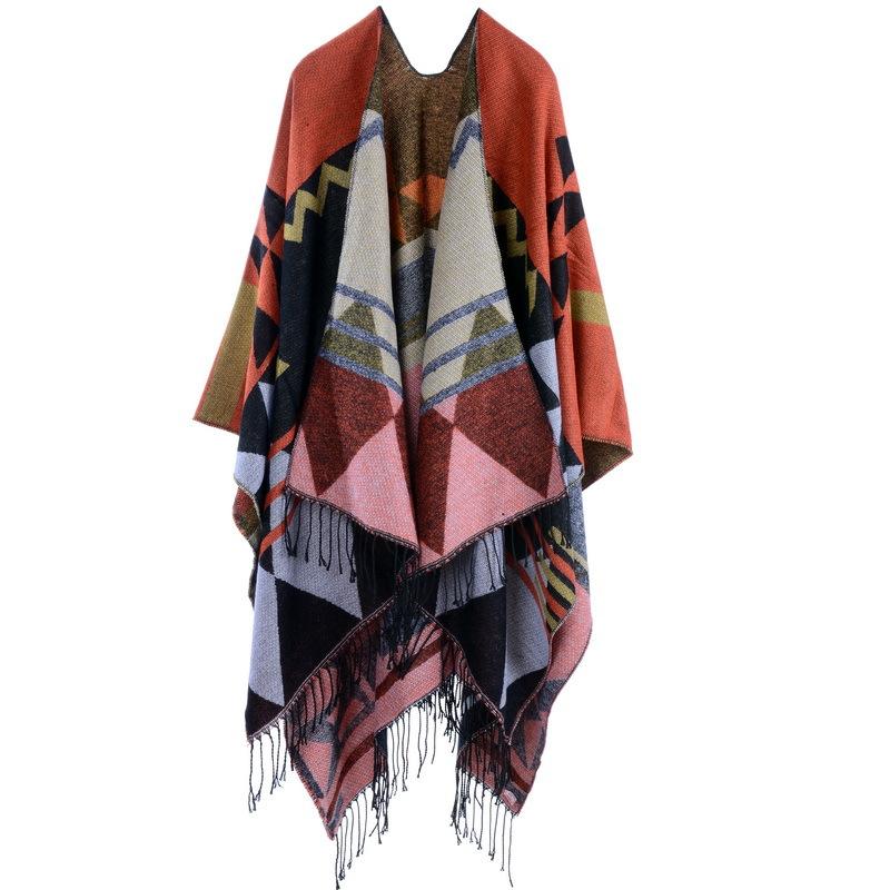 Casual Printed Tassel Thick Warm Shawl