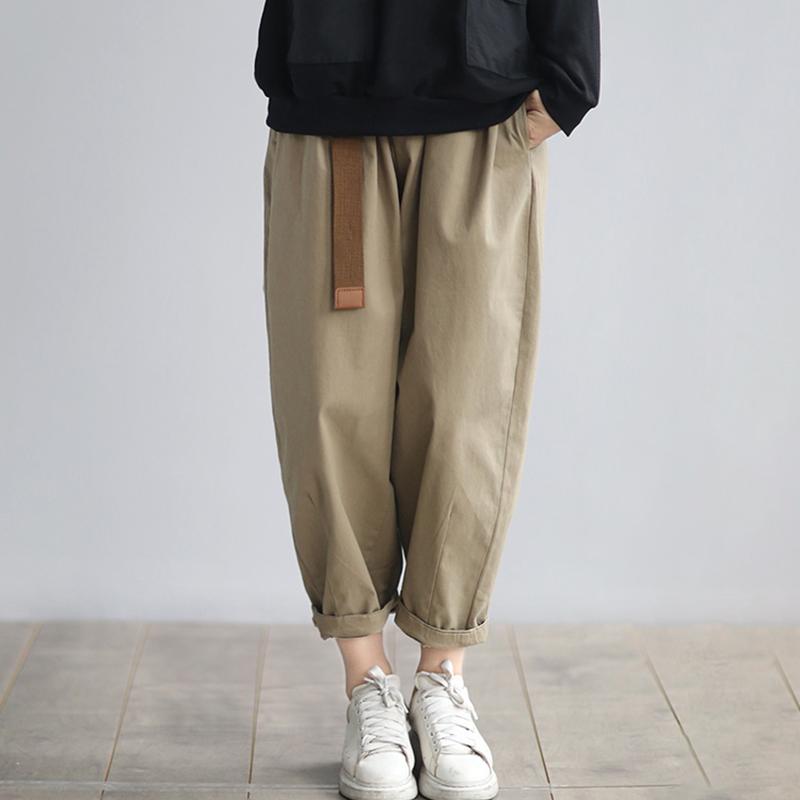 Casual Pure Color Bloom Pants With Belt