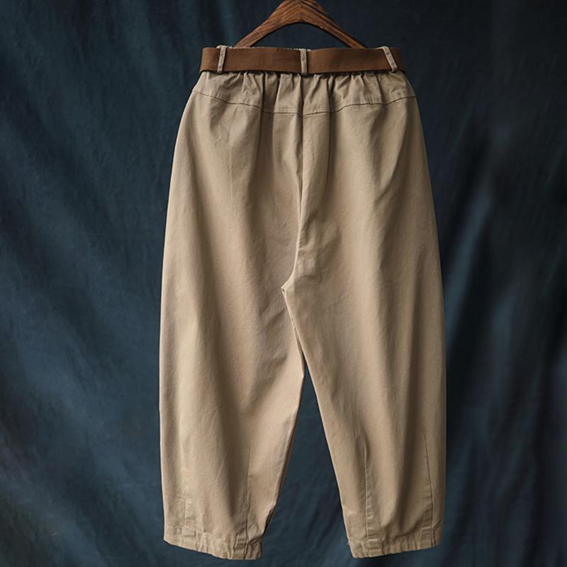 Casual Pure Color Bloom Pants With Belt