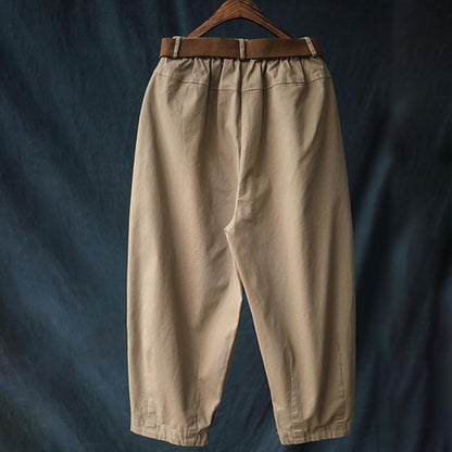 Casual Pure Color Bloom Pants With Belt