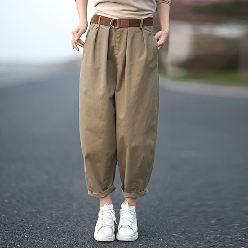 Casual Pure Color Bloom Pants With Belt