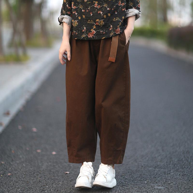 Casual Pure Color Bloom Pants With Belt